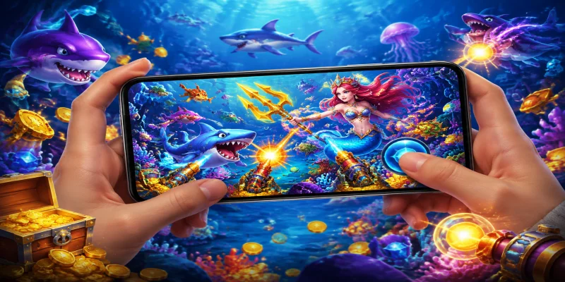 Giao diện sảnh game bắn cá nhân ngư đầy màu sắc với tỷ lệ thưởng hấp dẫn tại nhà cái NOHU.