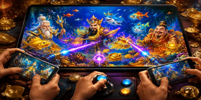 Giao diện sảnh game tam tiên bắn cá sinh động với đồ họa sắc nét tại NOHU